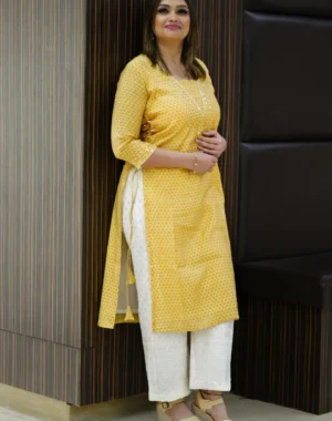 Light Yellow Chinkari Kurta set