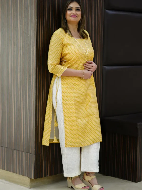 Light Yellow Chinkari Kurta set