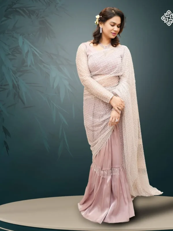 Bead Embellished Designer Saree - Image 3